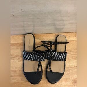 Antonio Melani Black and White Chevron Patterned Sandals